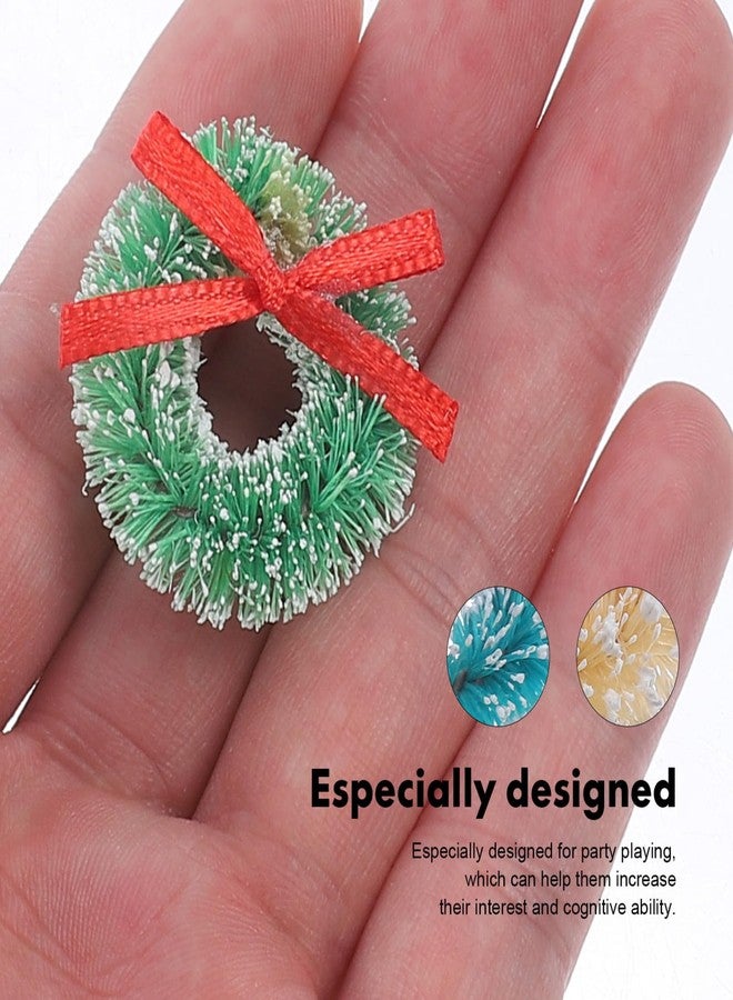 JECOMPRIS 12pcs Mini Christmas Wreaths: 1.18 Inch Artificial Miniature Frost Sisal Christmas Tree Wreaths with Bow - Xmas Hanging Decor for Holiday New Year Farmhouse - Image 3